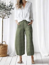 Elasticized Waist Pocket Relaxed Pants