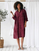 Cotton Boyfriend Split Knee Length Dress