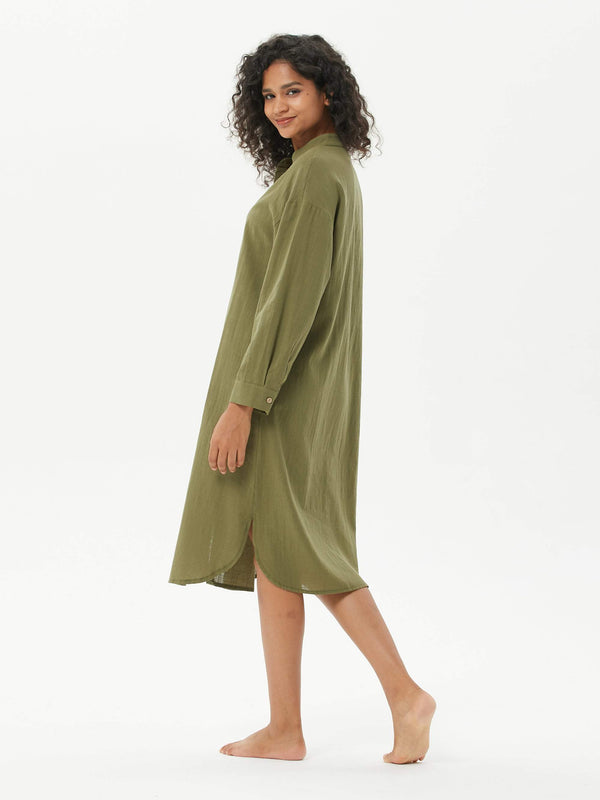 COZINEN Women's Casual Loose French Shirt Dress