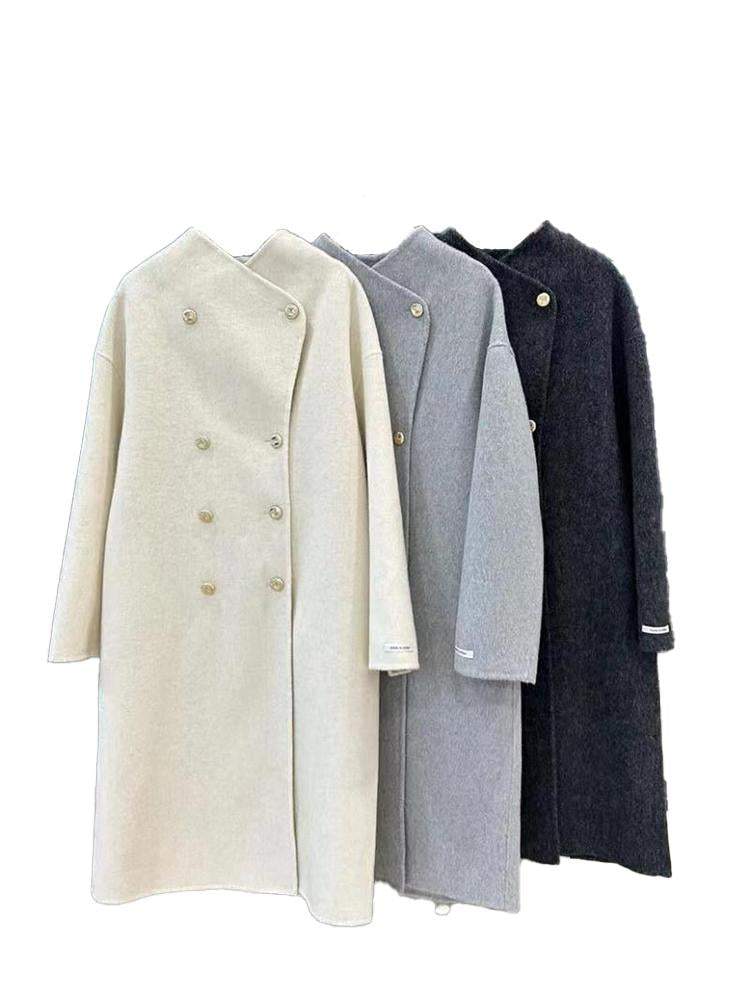 COZINEN Women's Double-Breasted Wool Coat