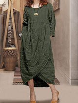 Long Sleeve Linen Cozy Autumn Winter Dress