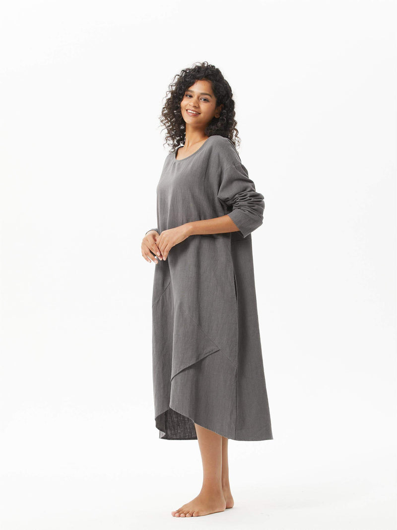 Long Sleeve Linen Cozy Autumn Winter Dress