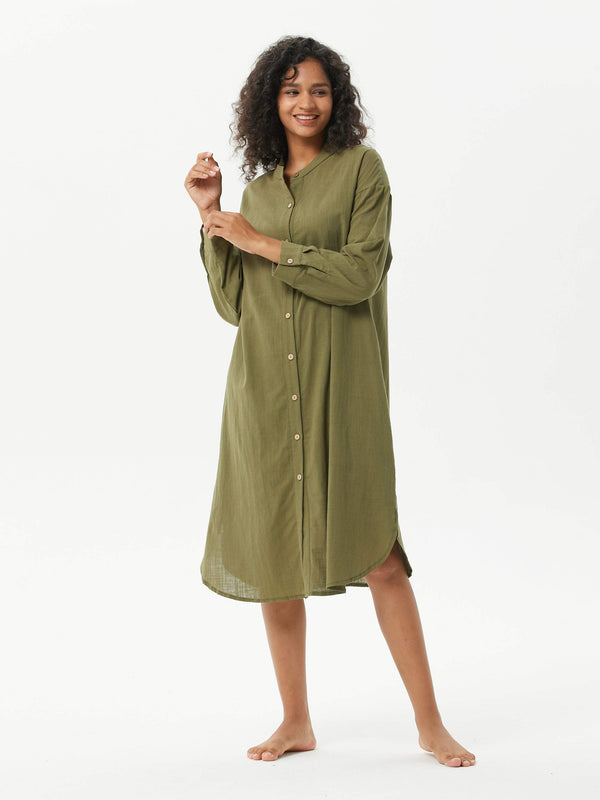 COZINEN Women's Casual Loose French Shirt Dress