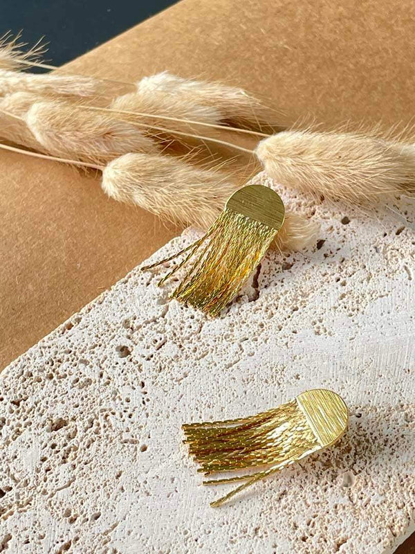 Cozinen Golden Metallic Drop Earrings