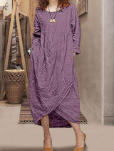 Long Sleeve Linen Cozy Autumn Winter Dress