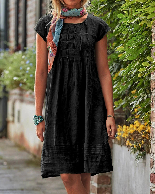 Vintage Casual Solid Linen Dress