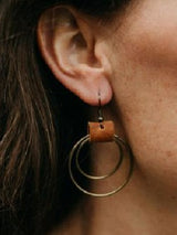 Vintage Distressed Leather Panel Earrings