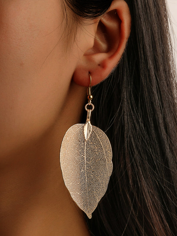 Leaf Metal Texture Earrings