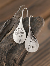 Aged Vintage Dandelion Silver Earrings