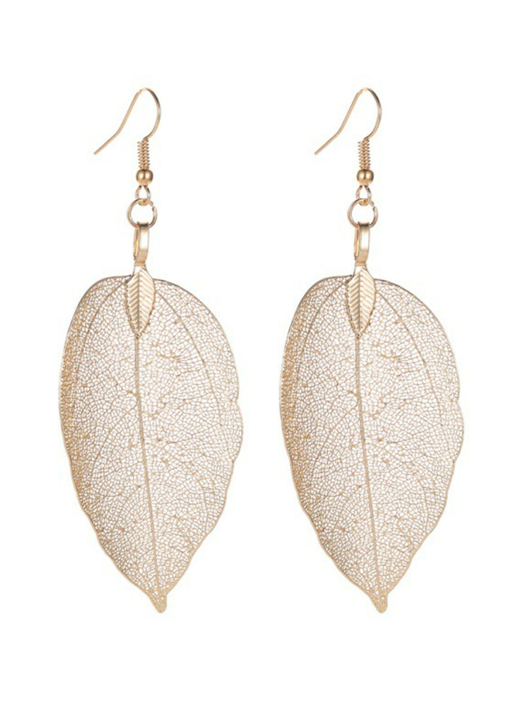 Leaf Metal Texture Earrings