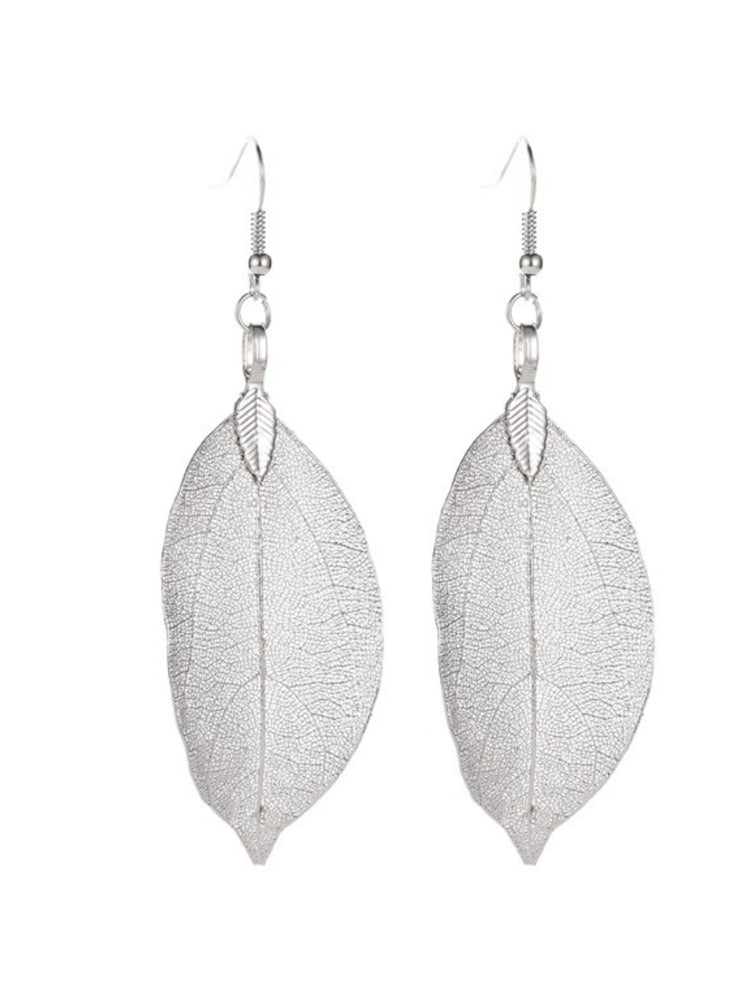 Leaf Metal Texture Earrings