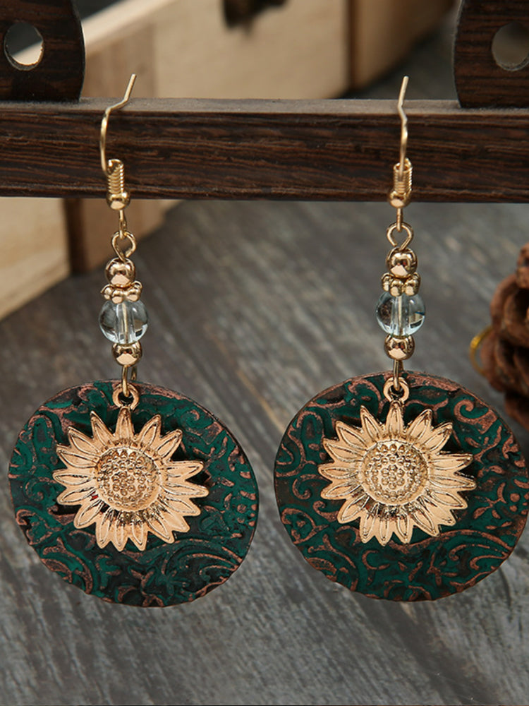 Vintage Sunflower Pattern Earrings Earrings