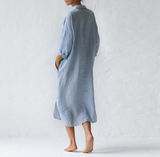 【Plus Size】Shirt Dress In Sky Blue