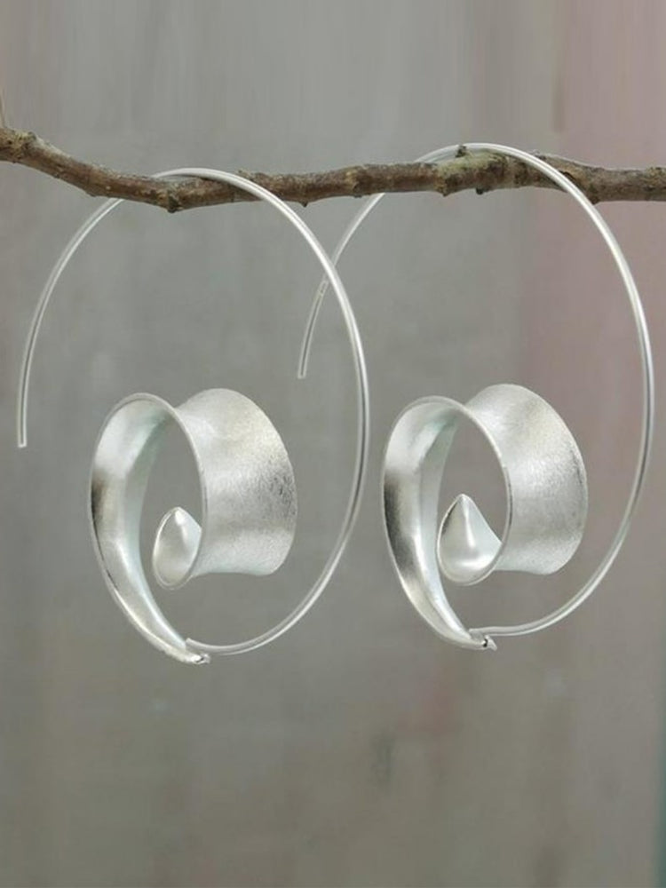 Round Spiral Leaf Earrings