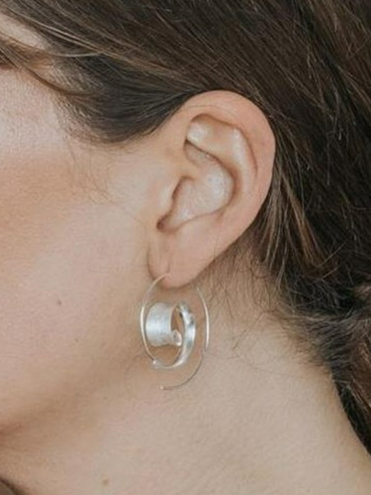 Round Spiral Leaf Earrings