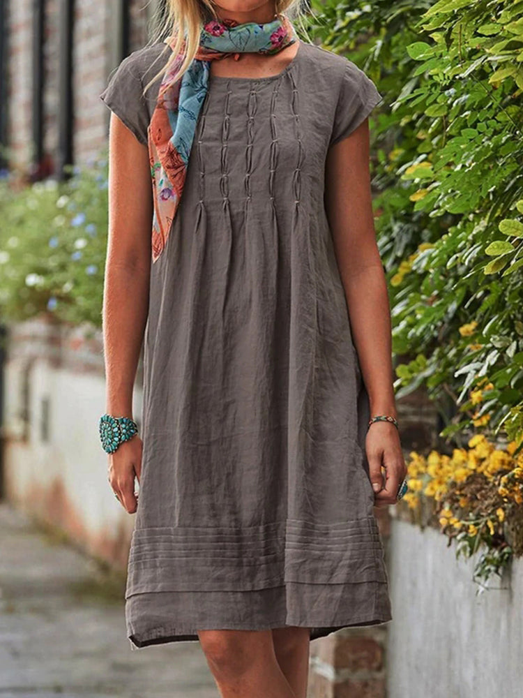 Vintage Casual Solid Linen Dress