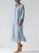 【Plus Size】Shirt Dress In Sky Blue