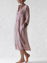 【Plus Size】Shirt Dress In Dusty Pink