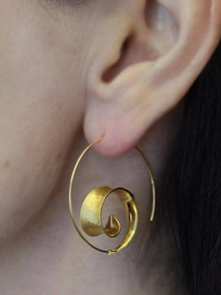 Round Spiral Leaf Earrings