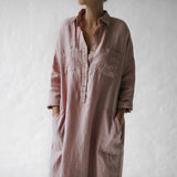 【Plus Size】Shirt Dress In Dusty Pink