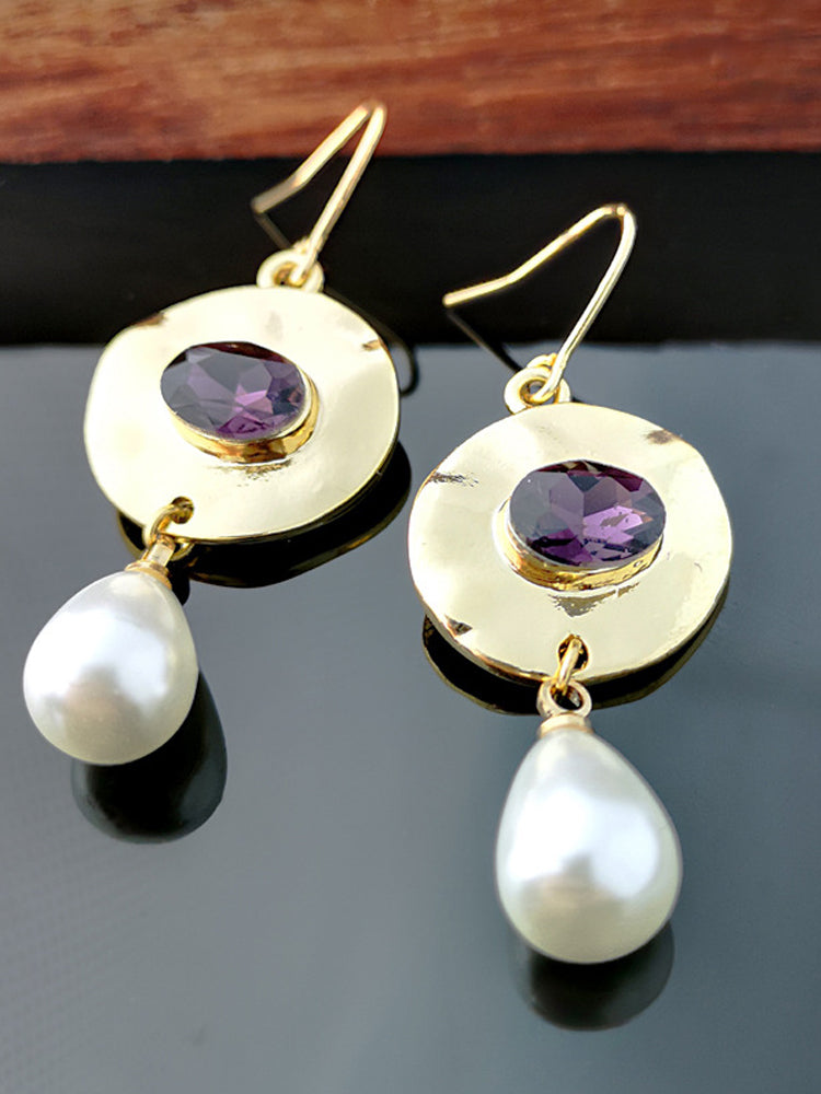 Purple Gold Earings