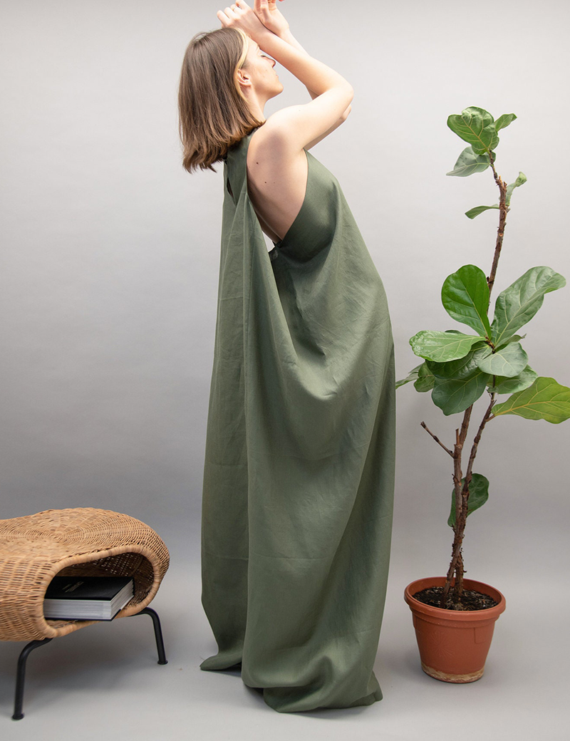 Casual Green Kaftan Dress