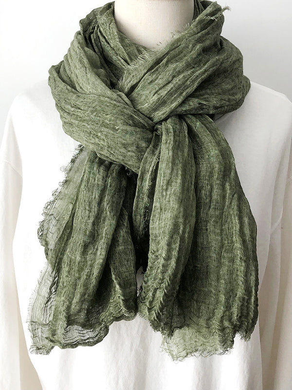 Natural Wrinkle Pure Linen Scarf Women's Shawl