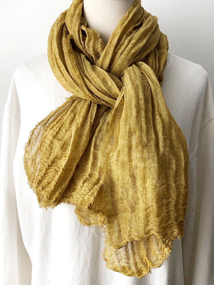 Natural Wrinkle Pure Linen Scarf Women's Shawl