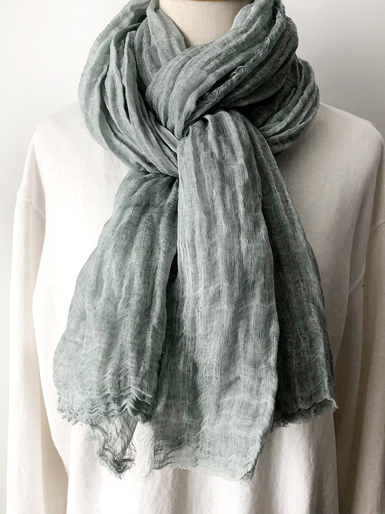 Natural Wrinkle Pure Linen Scarf Women's Shawl