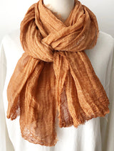 Natural Wrinkle Pure Linen Scarf Women's Shawl