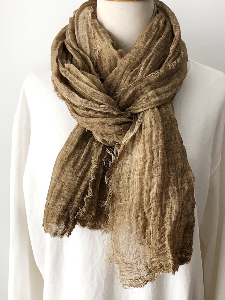 Natural Wrinkle Pure Linen Scarf Women's Shawl