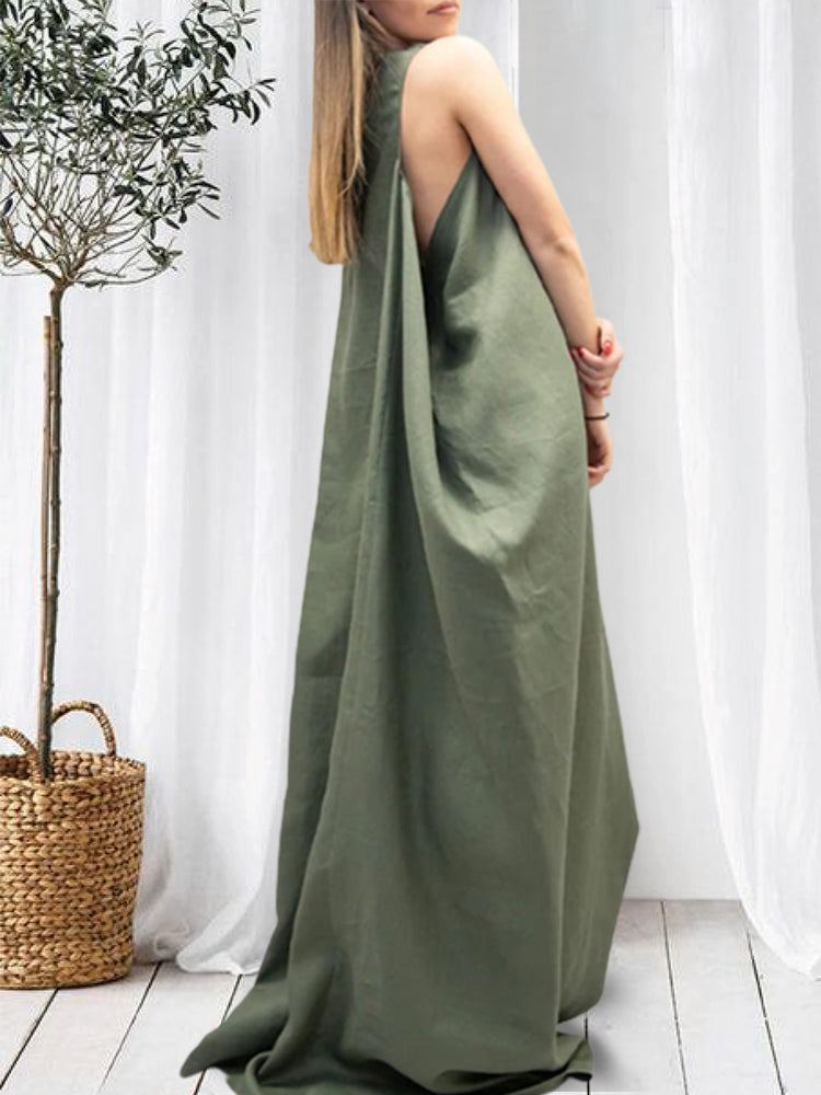 Casual Green Kaftan Dress