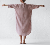 【Plus Size】Shirt Dress In Dusty Pink