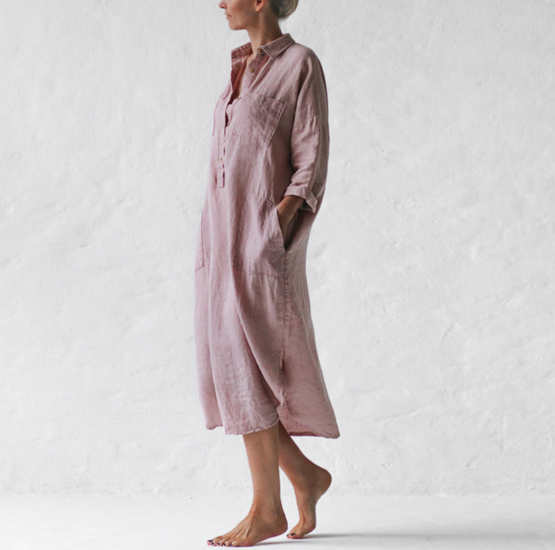 【Plus Size】Shirt Dress In Sky Blue