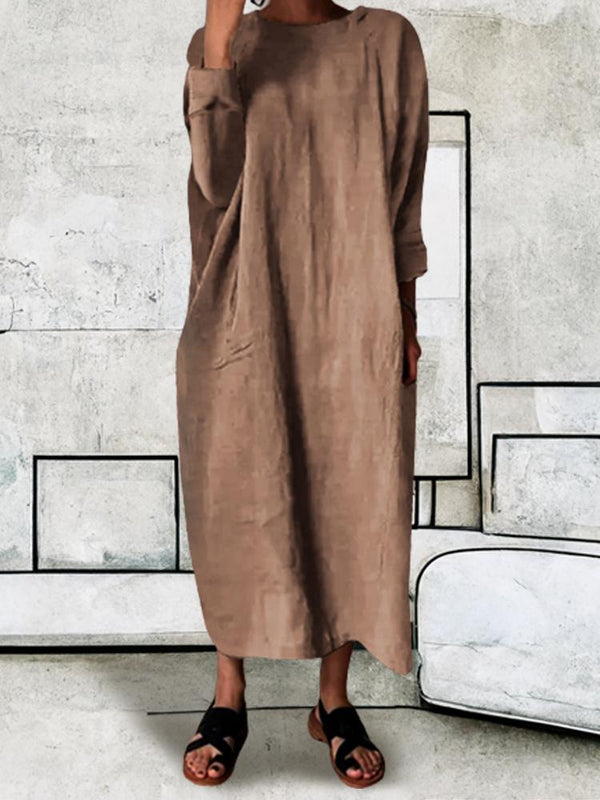 Wabi-sabi Long-sleeved Cotton Linen Dress