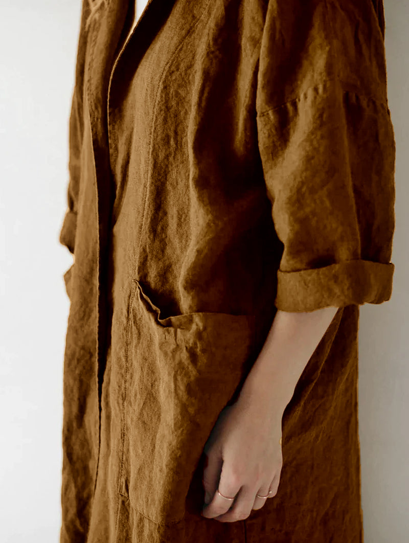 Linen kimono coat mustard