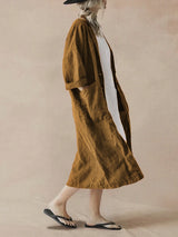 Linen kimono coat mustard